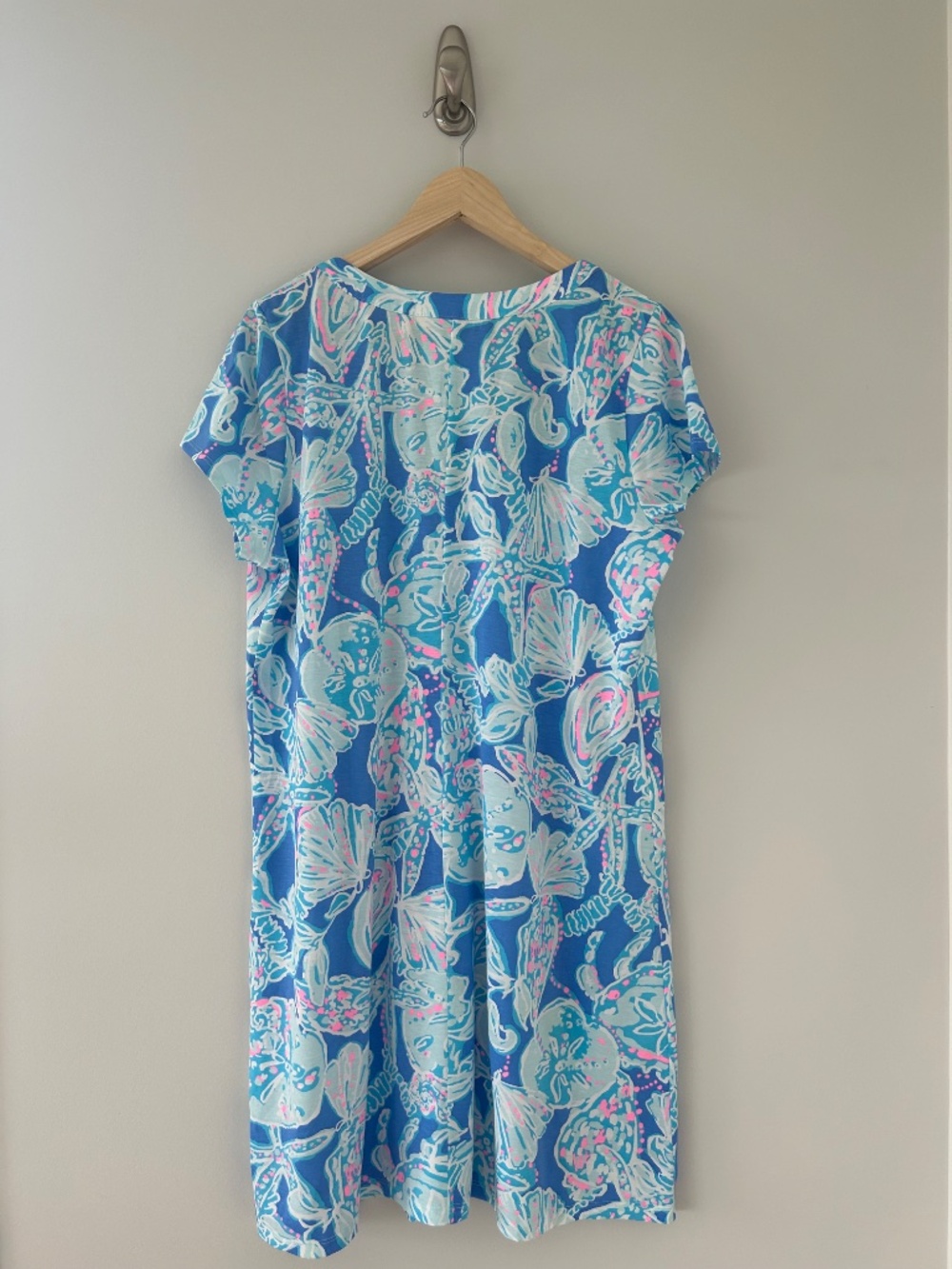 Lilly Pulitzer Amina Cap Sleeve Dress Blue Haven Pop Up Into The Deep XL - EUC - Picture 2 of 6